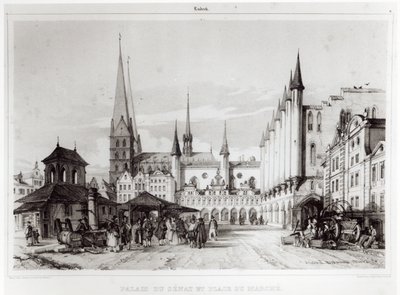 De Senaat en Marktplein in Lübeck, illustratie uit 